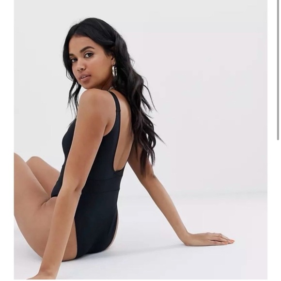 MISSGUIDED NWOT Black High Leg Waistband Swimsuit 8 - Picture 3 of 10